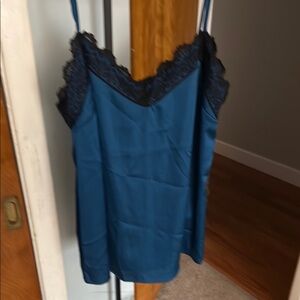 JustFab Blue Lace Trim Tank Top